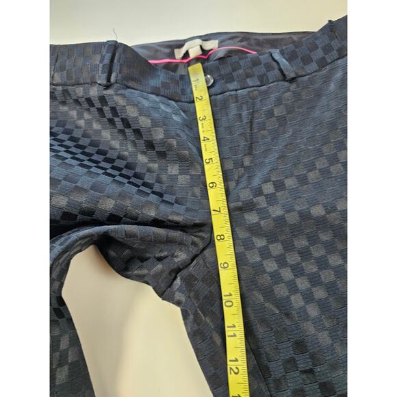 Hampton-Fit Tonal Check Crop shiny black career causal pants slacks sz 6 ankle ^ - Picture 8 of 10